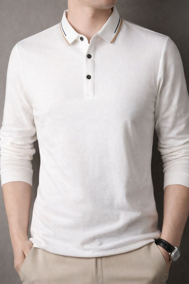 Men's Plus Size Collared Neck Long Sleeve Polo