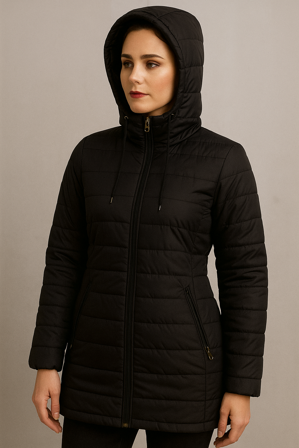Winter Puffer Jacket with Hood Women