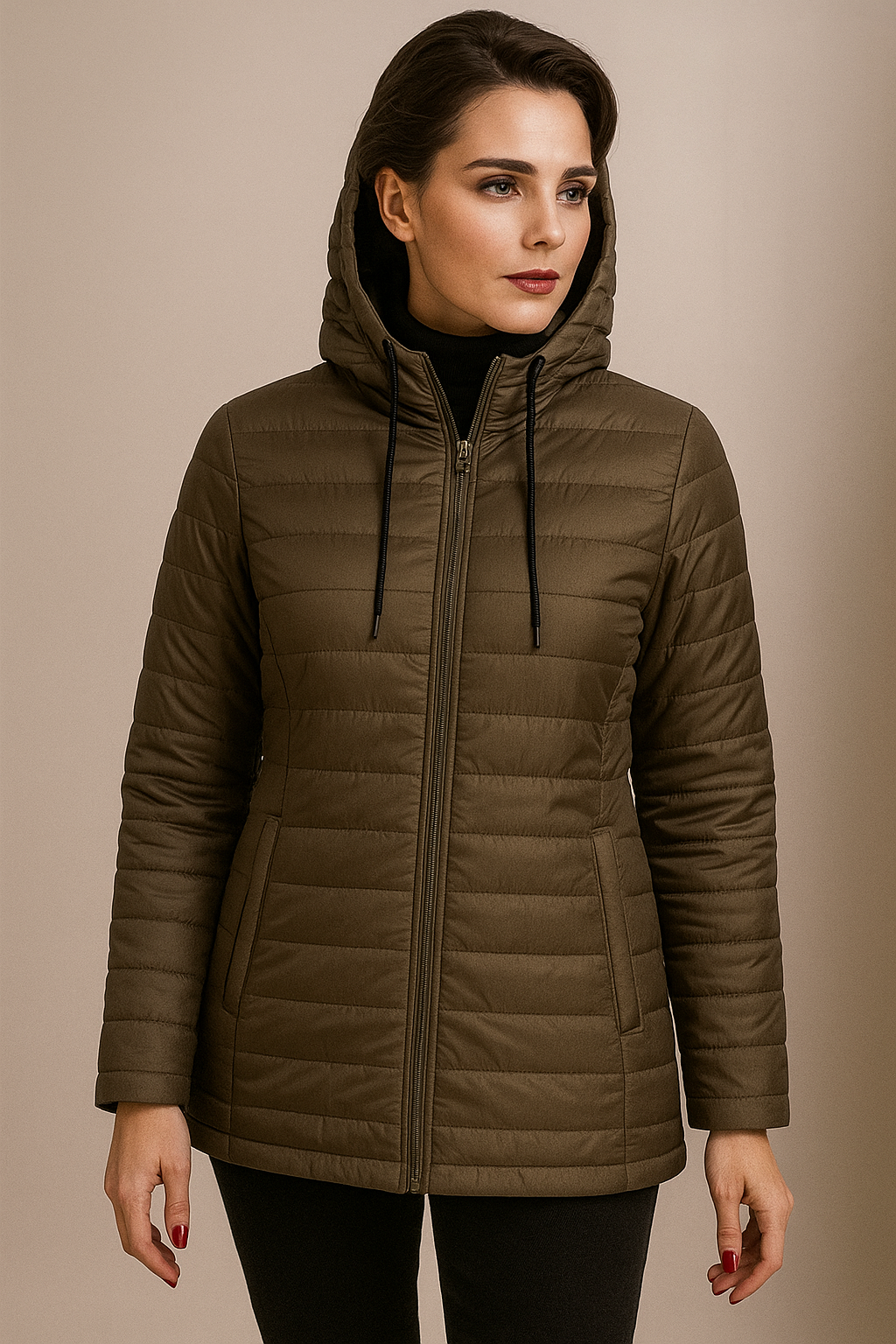 Winter Puffer Jacket with Hood Women